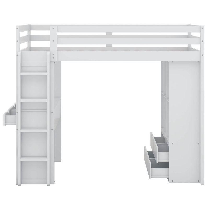 Lit mezzanine simple avec tiroirs Jaquaylin, Blanc