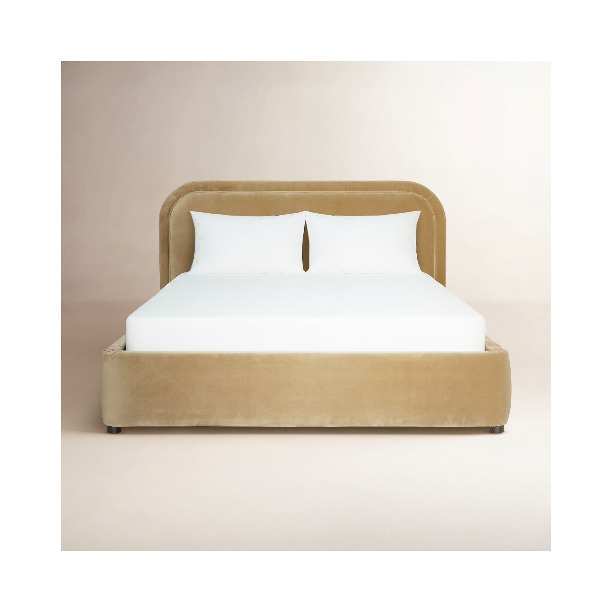 Paola Upholstered Panel Bed, Camel, Queen