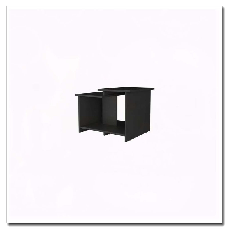 Table basse noire avec rangement ouvert, Noir