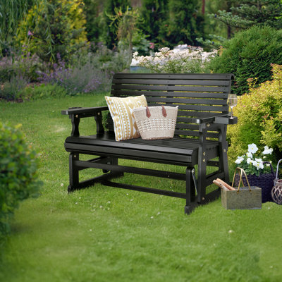 Solid Wood Two-Person Patio Glider