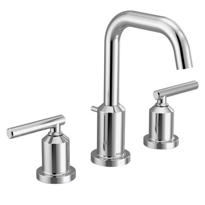 Chrome two-handle high arc bathroom faucet