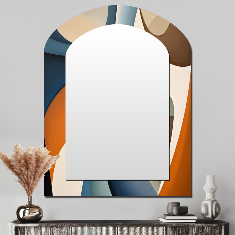 Miroir mural bleu et orange symétrique, 43 po x 33 po