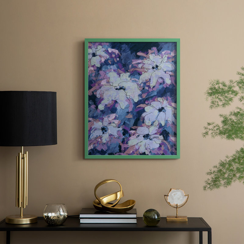 Hidden Blooms II Framed Print - Solid Wood, Green, 11" H x 9" W