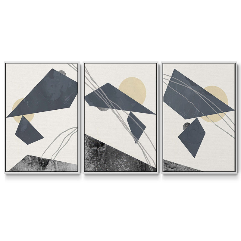 Couturier I, ensemble de 3 toiles encadrées, H 40 po x l 78 po, Blanc