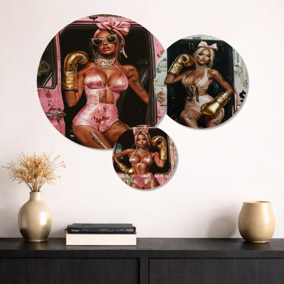 Ensemble de décoration murale en métal 3 pièces Pink