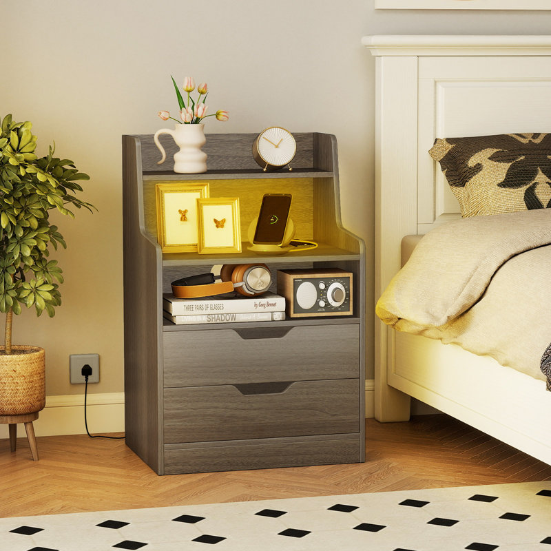 45cm W Manufactured Wood Bedside Table