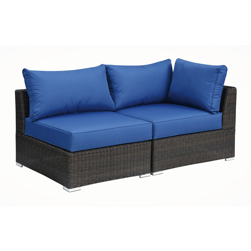 Canapé modulaire 2 pièces Clidy, 100 % polyester bleu