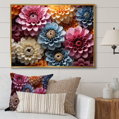 Multicolore Zinnias Mixed Collage II sur toile