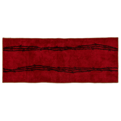 Rustic Barbwire Print Western Rustic Cabin Lodge Style Non-Slip Bath Kitchen Rug