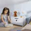 White MDF Children’s Toy Storage Chest With Cut Out Star Front Decor Safe Lift Top Groove Handle Side Carry Cutouts Elevated Base Large Capacity Kids Organiser Furniture For Bedroom Nursery Playroom