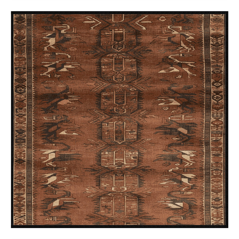 Tapis brun turc lavable à la machine, Carré 3 pi