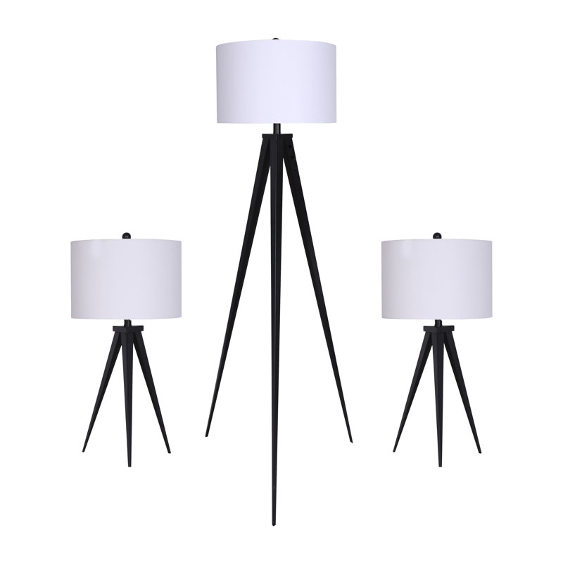 Metal,S,3,26,60"H,Table&Floor Tripod Lamps,Blk