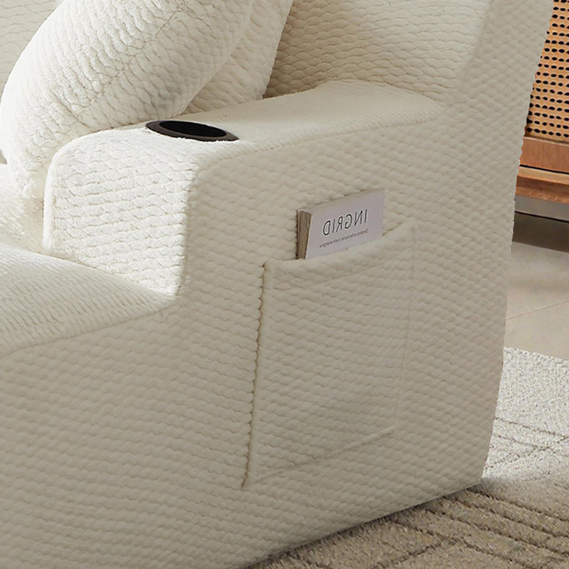 49.2" Faux-fur Chaise Lounge, Single Sleeper Sofa, Accent Deep Seat Reading Chair With Cup Holder And Side Pocket - No Assembly Required