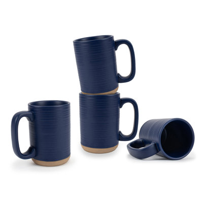 Ensemble de 4 tasses à fond brut côtelé bleu marine