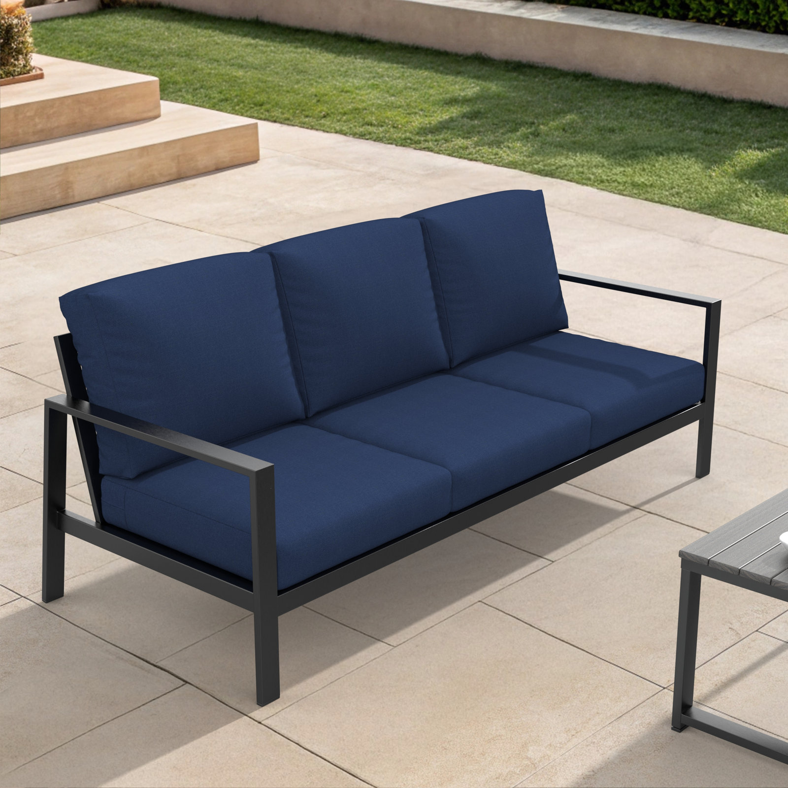 Townsend 80" Sunbrella® Patio Sofa, Sunbrella® Canvas Navy, No, Bare / None