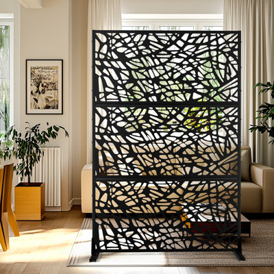 72" H x 47" W Metal Privacy Screen, Outdoor Privacy Screens - Decorative Outdoor Divider with Stand, Outdoor privacy Panels for Balcony & Patio by UFURYRIDE