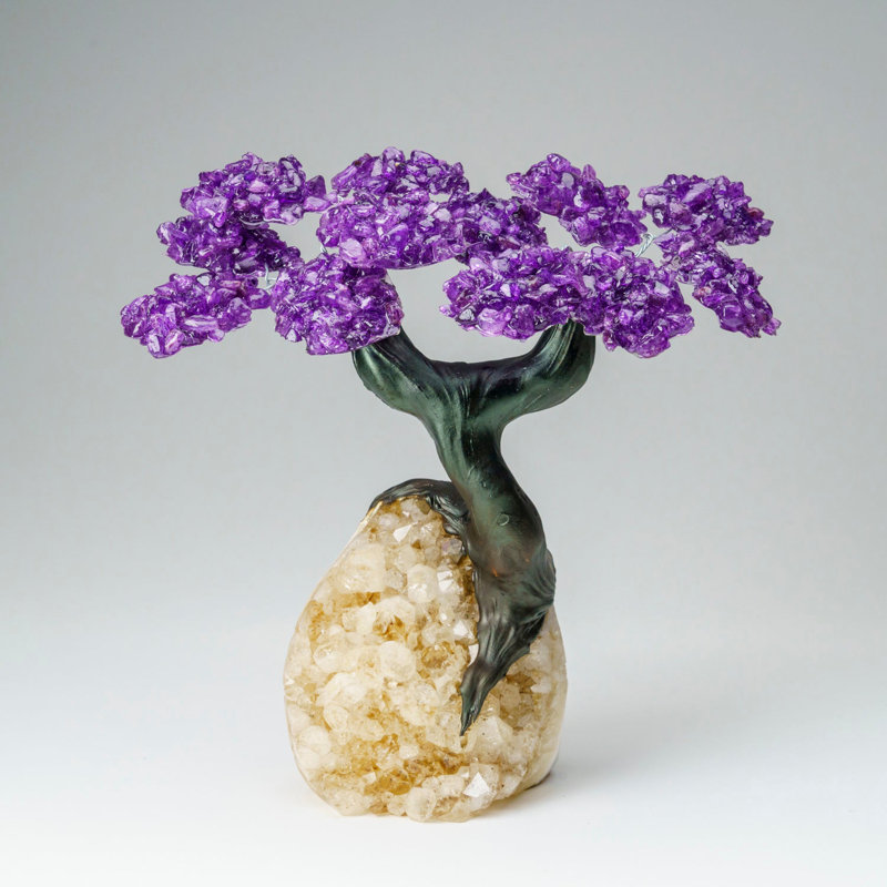 Custom - Genuine Amethyst Clustered Gemstone Tree On Citrine Matrix (The Empowerment Tree)