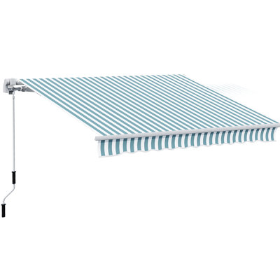 12' X 10' Deck Awning . Sun Shade With Manual Crank, & Water- Fabric, Aluminum Frame For Any Weather. Retractable Shade, Frame.