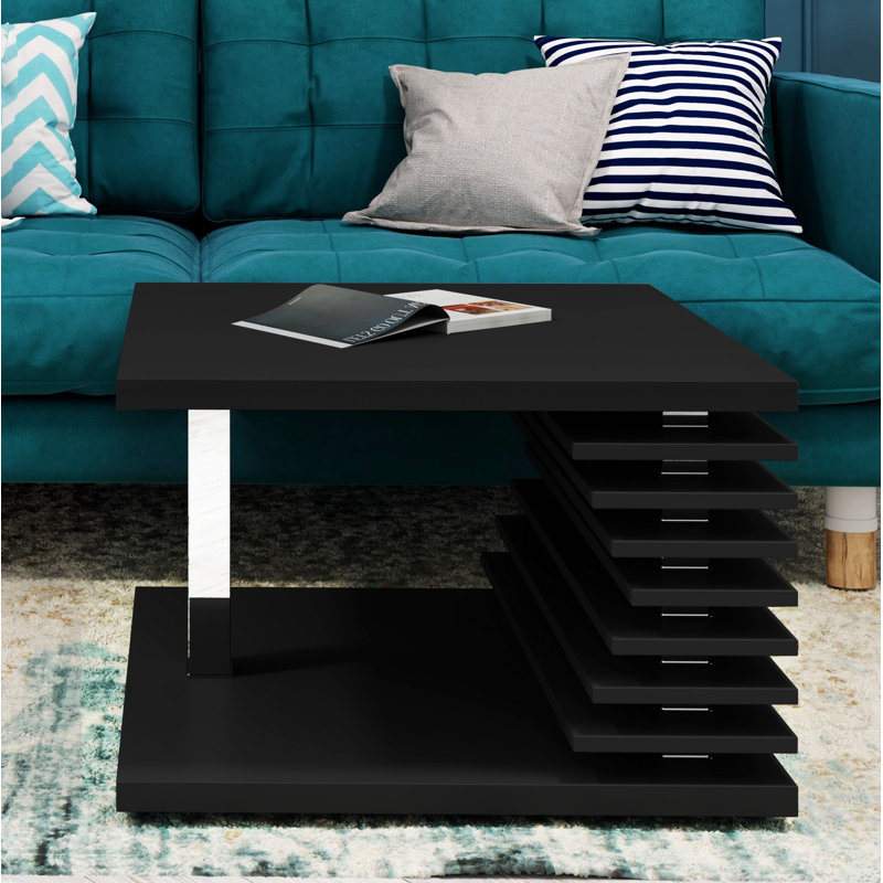 Linney Floor Shelf Coffee Table, 45" H x 70" W x 70" D, Black