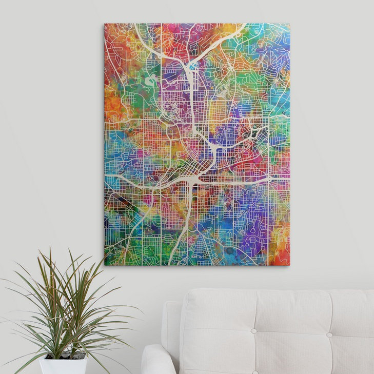 «Atlanta Georgia City Map» par Francy, impression, H 24 po x l 18 po x P 1,5 po, Toile