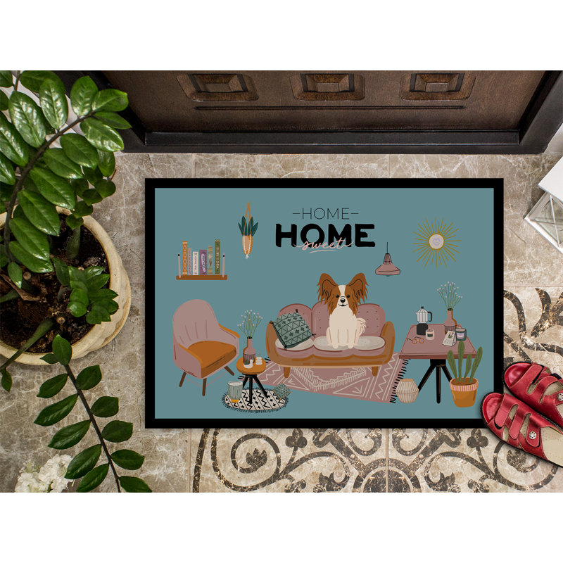 Tapis d'entrée antidérapant Guerline L 27 po x l 18 po, Papillon fauve blanc
