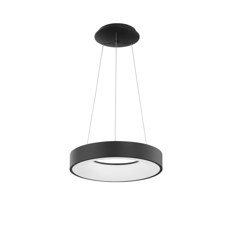 1 - Light LED Drum Pendant, 120cm H x 38cm W x 38cm D, Black