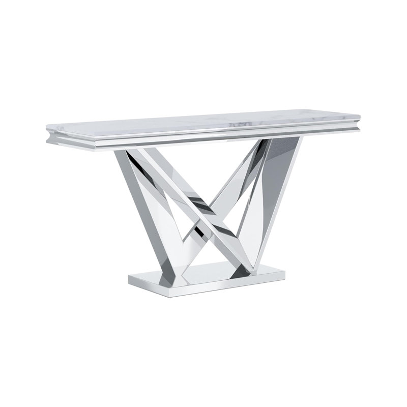 54.6" W Glam Sofa Table, Chrome
