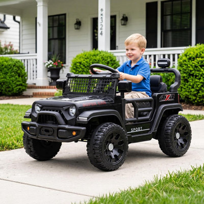 Voiture électrique pour enfants 24 V 4 roues motrices avec télécommande parentale 2,4 GHz, deux moteurs de 80 W, suspension à 4 roues et phares DEL