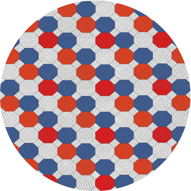 Tapis bleu à motif géométrique Kohut, Rond 3 pi