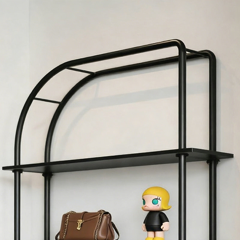 Black Metal Industrial Display Shelf, (4 Shelves) 64.96"H x 47.24"W x 11.81"D