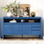 Buffet moderne de 60 pouces, 3 portes, 3 tiroirs, placage de frêne, étagères semi-ouvertes, rangement cloisonné multifonctionnel, support triangulaire, salon, couloir, salle à manger, scénario de porte solide de 60 po-130040517