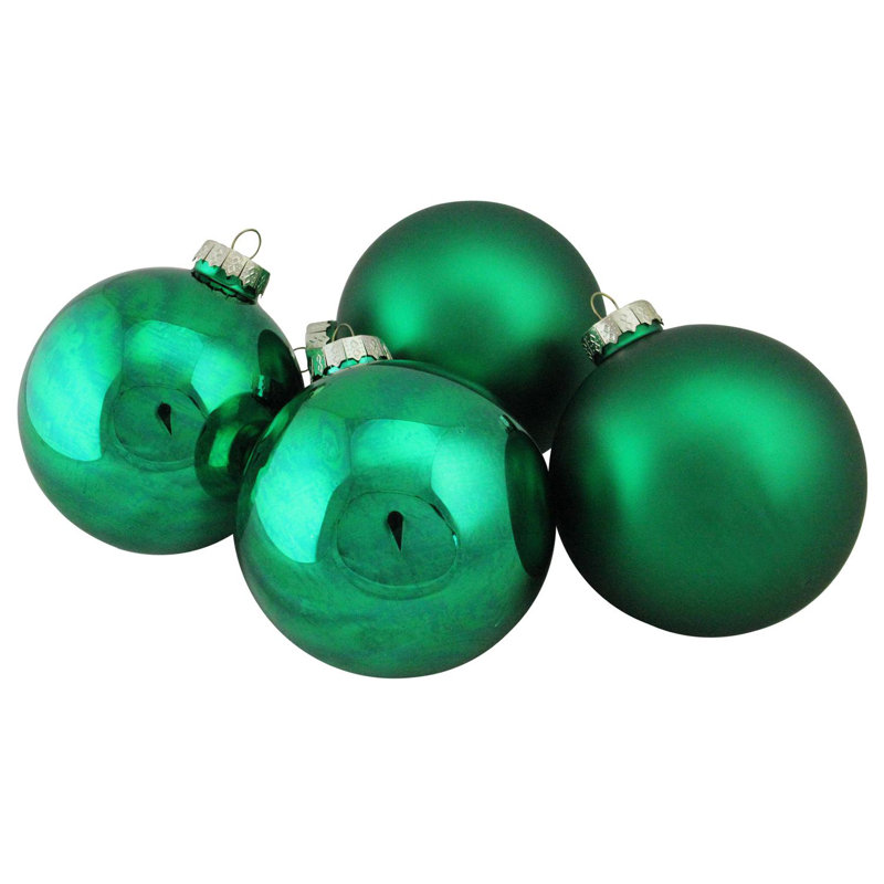 Ornement boule de Noël en verre à 2 finitions, Vert
