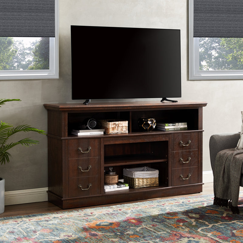 Meuble télé en bois avec tablette et armoire