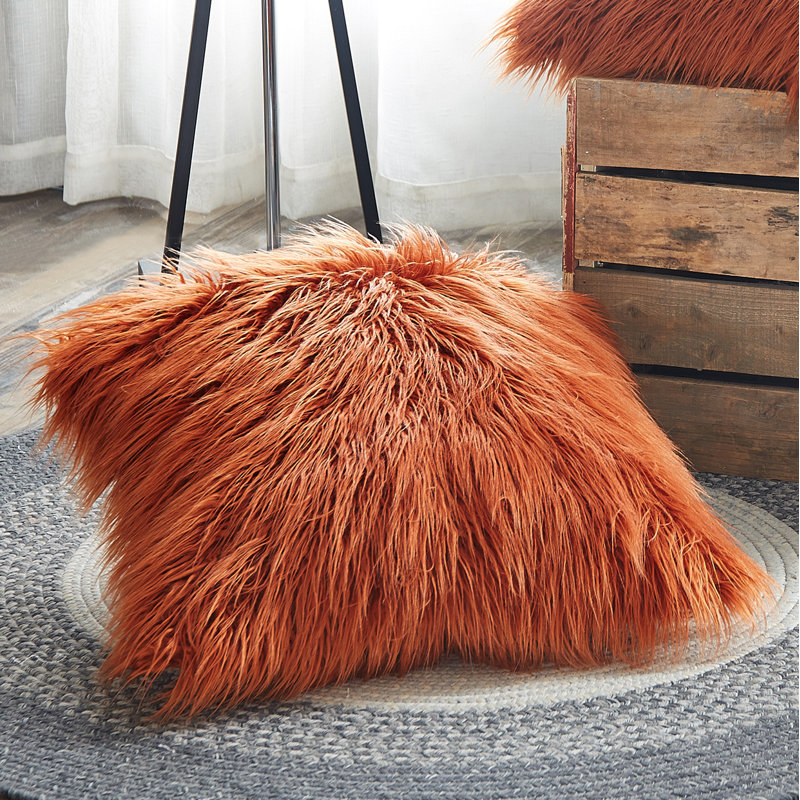 Geometric Square Cushion Cover, Rust