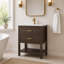 Meuble-lavabo simple 31 po en noyer avec surface en composite Aastha-242859886