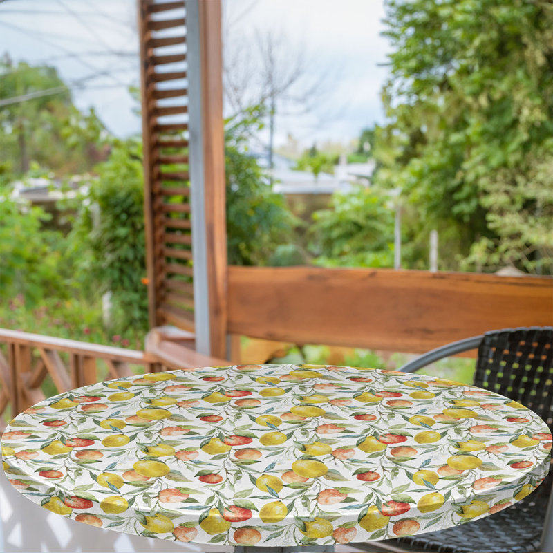 Winston Porter Colorful Fitted Round Tablecloth Multicolor, 51.97" Round
