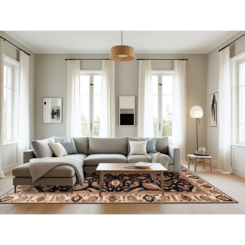 Machine Washable Persian Brown Area Rug, Rectangle 6' x 9'