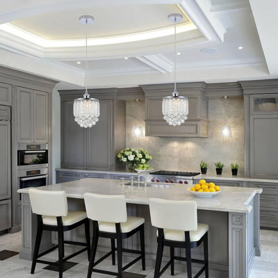 Ensemble de 2 luminaires suspendus en cristal, lustre avec cordon réglable, luminaire de plafond moderne pour îlot de cuisine, salle à manger, salon, bar