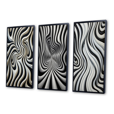 " Black White Opt Art In " 3 - Pieces