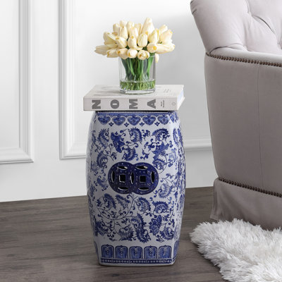 Reimund Chinoiserie Ceramice Square Garden Stool