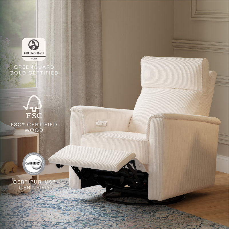 Willa Plus Power Glider Recliner w/ Power Headrest, Ivory Corduroy