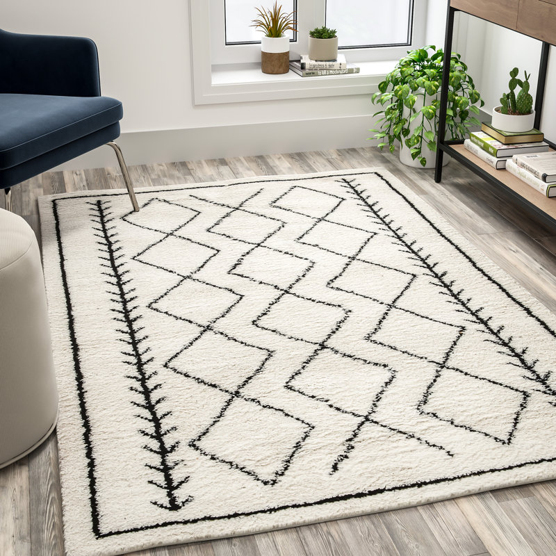 Tapis à poil long géométrique Campuzano, Rectangle 5 pi x 7 pi