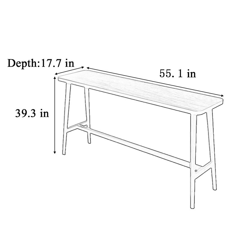 Table de bar décontractée en bois massif, H 39,30 po x l 55,10 po x P 17,70 po