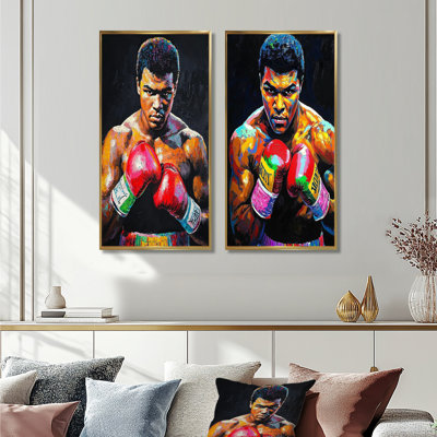Rouge et vert Sport Boxing Muhamad Ali Art I - Ensemble de 2 pièces d'art mural