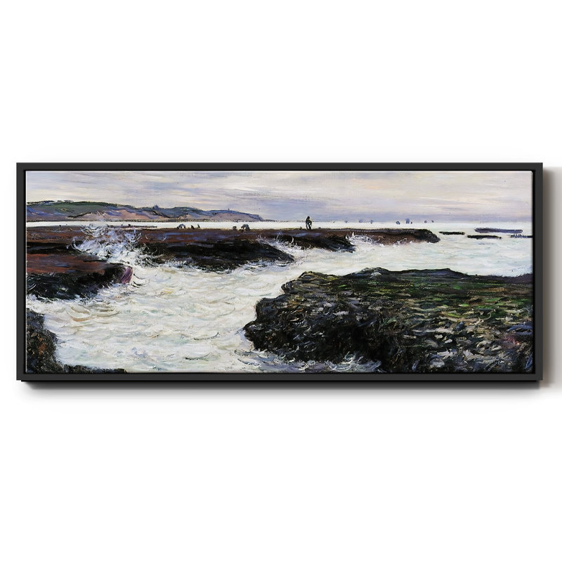 The Rocks at Pourville, Low Tide, 1882 - Toile encadrée, H 12 po x l 30 po