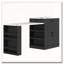 Console d'îlot extensible avec tiroirs, armoire à deux portes et tablettes ouvertes-18573215