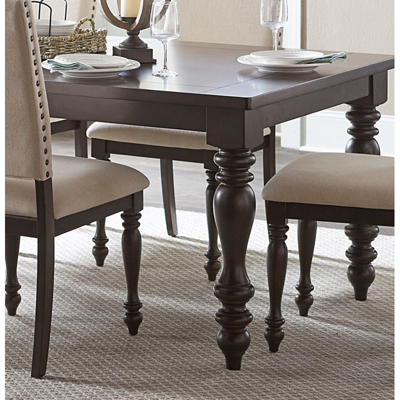 Grayish Brown Extendable Dining Set with Beige Upholstered Chairs