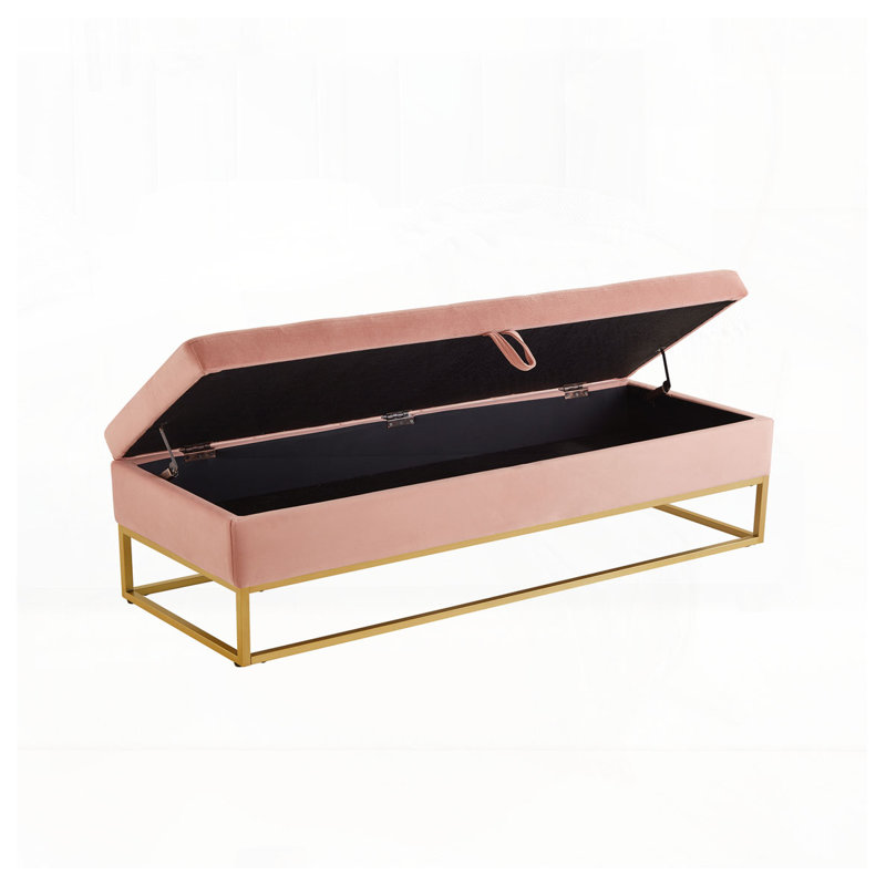 58.6"Upholstered Tufted Bed Bench with Storage, Pink