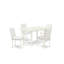 Ensemble de table de salle à manger 5 pièces moderne comprenant une table rectangulaire en bois avec feuille papillon et 4 chaises rembourrées en similicuir blanc, lin blanc-488338517-488442534-488442532
