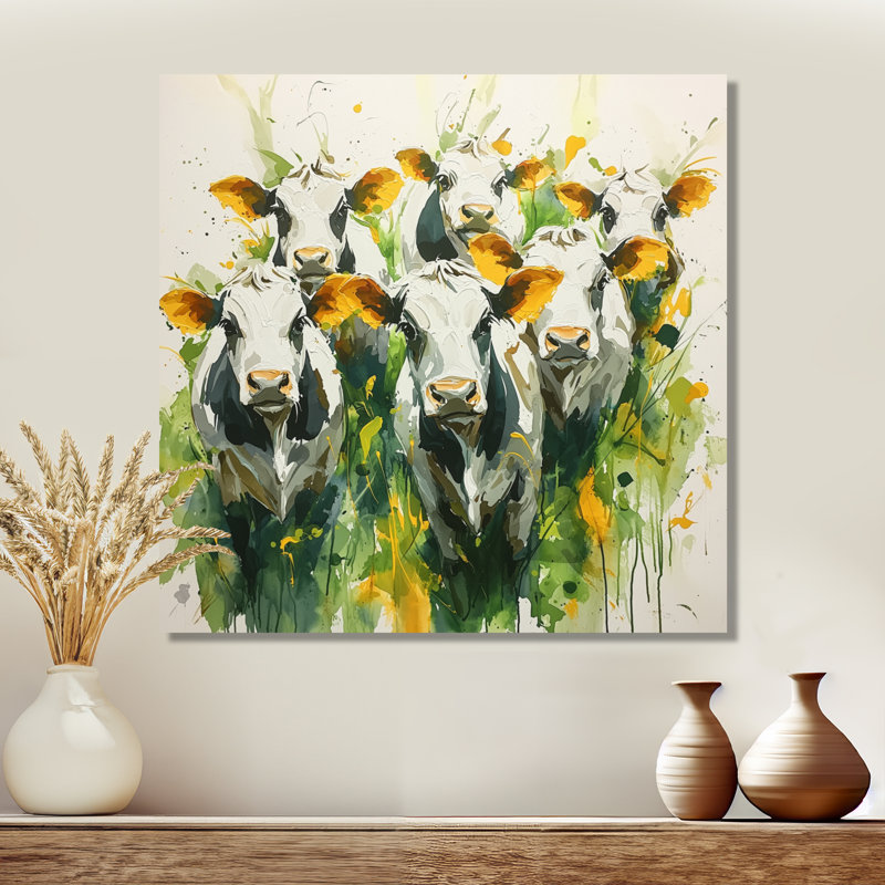 «Abstract Cow Herd II», reproduction d'art murale en métal, H 36 po x l 36 po